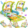 Baby Gym Play Mat With Walker, 2 In 1 Kick And Play Piano Activity Center With Light & Music, Tummy Time Mat & Baby Push Toys Fo
