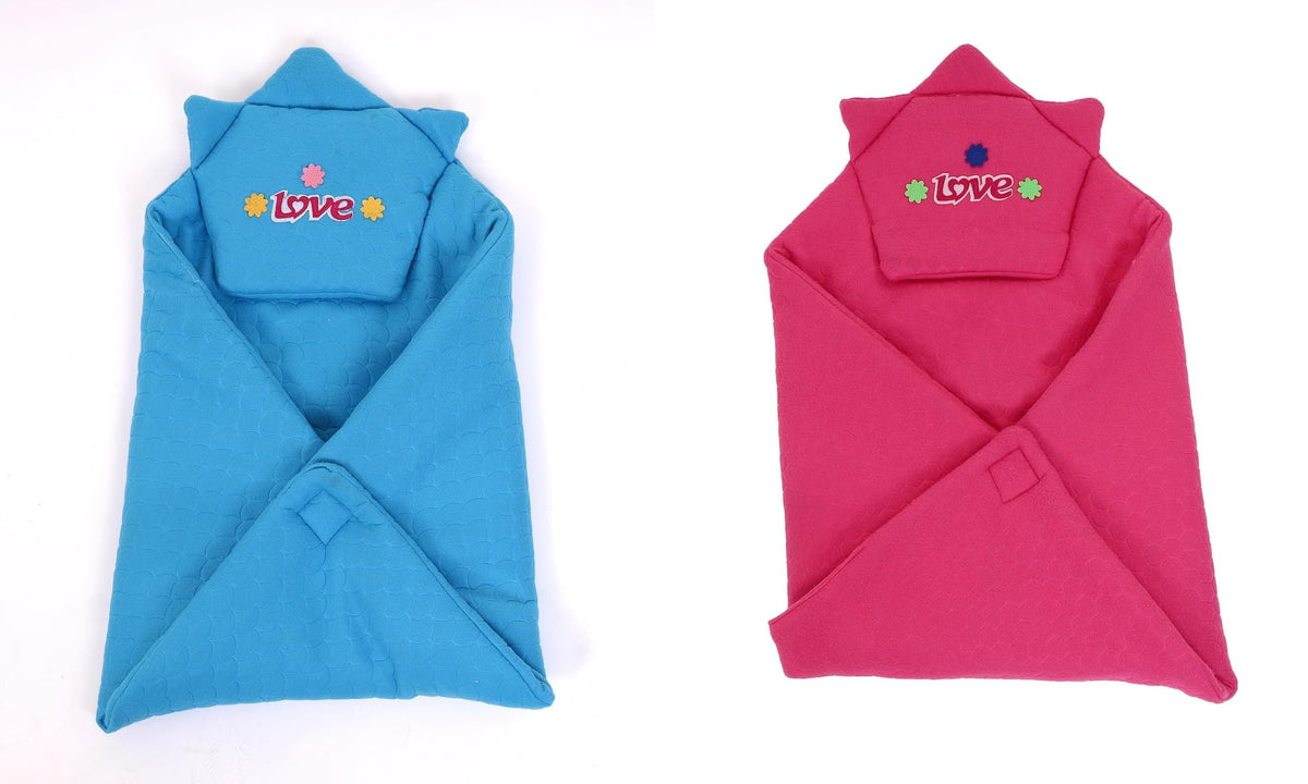 CTMKIDS Baby Wrap with Cap for Kids 74x74 cm  Blue & Magenta