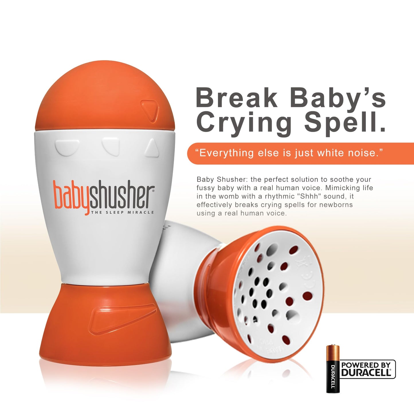 Baby Shusher Portable Sound Machine - White Noise Sound Machine, Baby Soother for Sleeping, Newborn Essentials for Crib, Battery