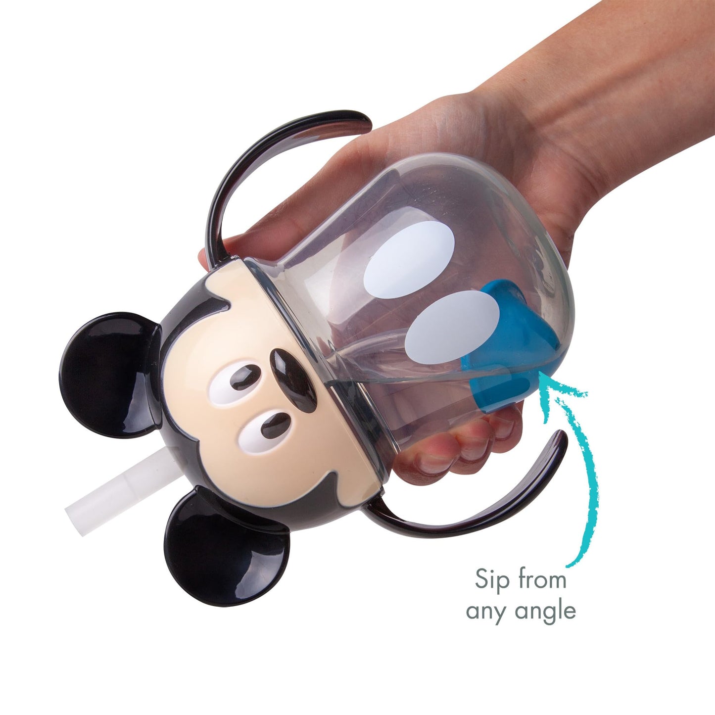 The First Years Disney Mickey Mouse Weighted Straw Cup - Spill Proof Toddler Straw Cups - Transition Sippy Cups - Toddler Feedin