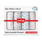 Luvlap 100% Cotton Muslin Baby Swaddle Set, Baby Towel, Size120Cm X 100Cm (47X39), Dots & Stars Printed On White, 018 Month+