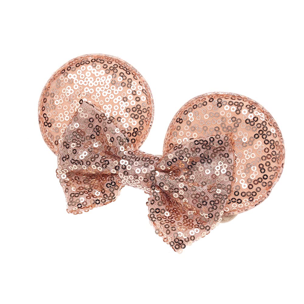 JIAHANG Mouse Ears Sequin Bow Nylon Hairband, Hair Bow Nylon Headband, Soft Elastic Costume Headwear for Baby Girl Newborn Toddl