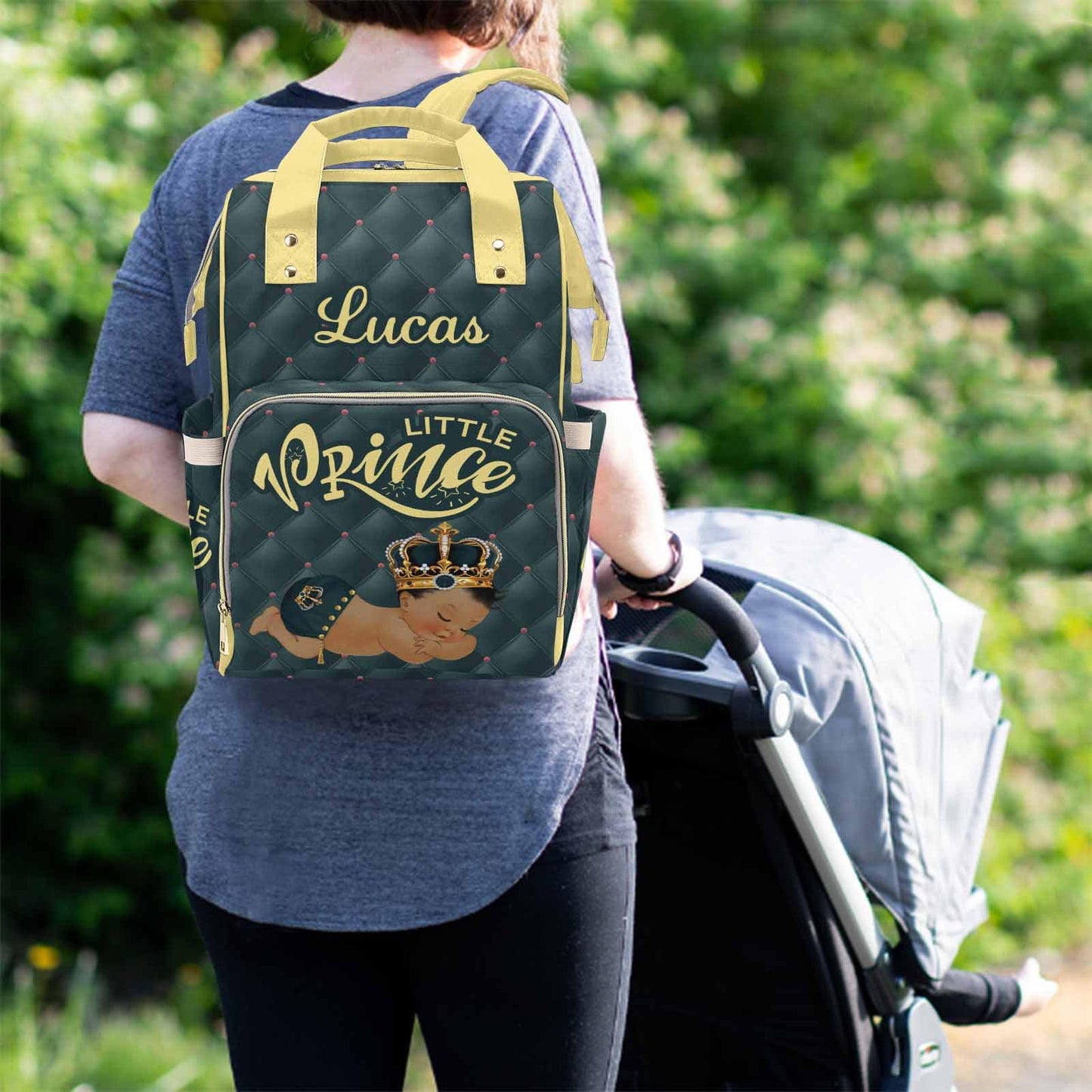 M Yescustom Personalized Baby Diaper Bags For Women Men, Custom Blue Prince Backpack Customized Nappy Mommy Bag Backpack For Son