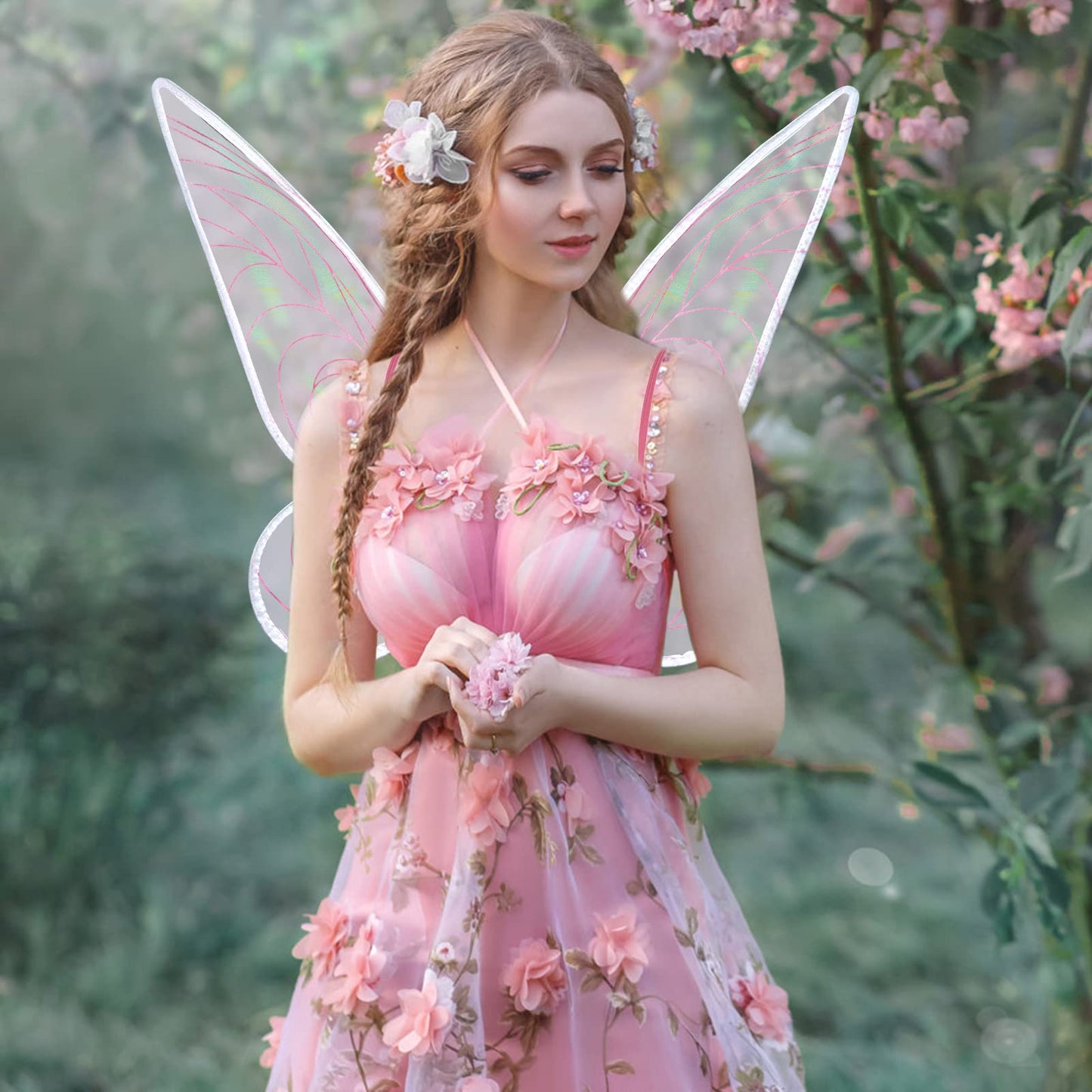 Quescu Fairy Wings For Adults,Butterfly Wings For Girls,Angel Wings,Fairy Costume For Women Halloween Dress Up Party Favor (Pink
