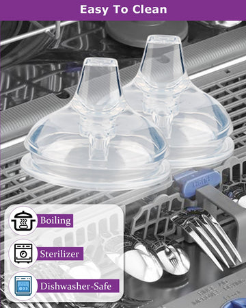 Sippy Spout Nipples For Comotomo Baby Bottles,100% Soft Silicone Sippy Cup Nipples,Variable Flow Conversion Nipple,6+ Months,4 C
