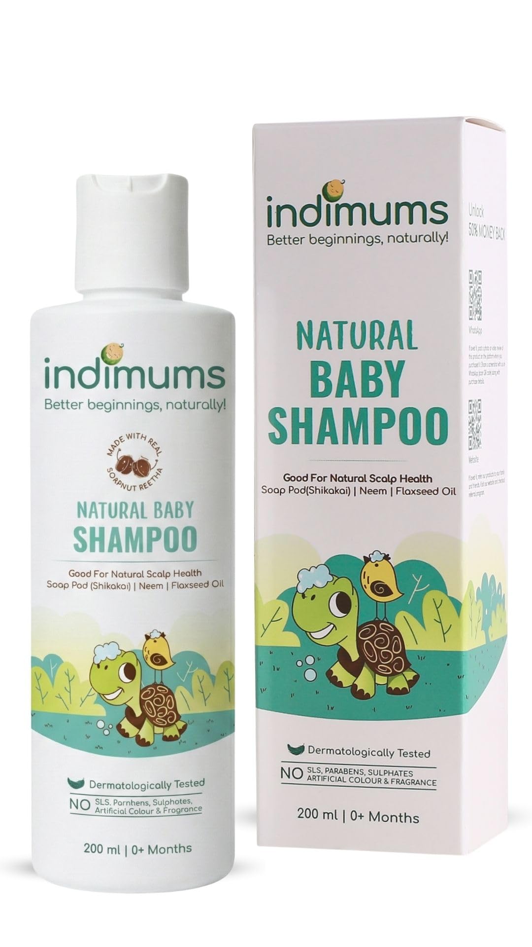 Indimums Reetha-Shikakai Natural Baby Shampoo For Babies & Kids | Healthy Scalp For Healthy Hair Growth | Mild & Conditioning | 