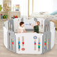 Costzon Baby Playpen, 14-Panel Extra Large Playpen For Babies And Toddlers, Foldable Activity Play Center With Safety Gate, Whit
