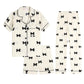 Hupohoi Big Girls Button Down Pajama Set 3pcs Short Sleeve Long Pants with Shorts Crepe Wrinkled Fabric Sleepwear Nighty, Black 