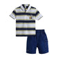 Hopscotch Cotton Striped Polo TShirt & Denim Shorts (1218 Months)