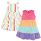Hudson Baby Baby-Girls Cotton Dresses, Rainbow Stripe, 3-6 Months