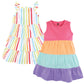 Hudson Baby Baby-Girls Cotton Dresses, Rainbow Stripe, 6-9 Months