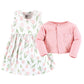 Hudson Baby Baby Girls Hudson Infant Girl Cotton And Cardigan Set, Pink Tulips, 5 Toddler Casual Dress, Pink Tulips, 4-5T Us