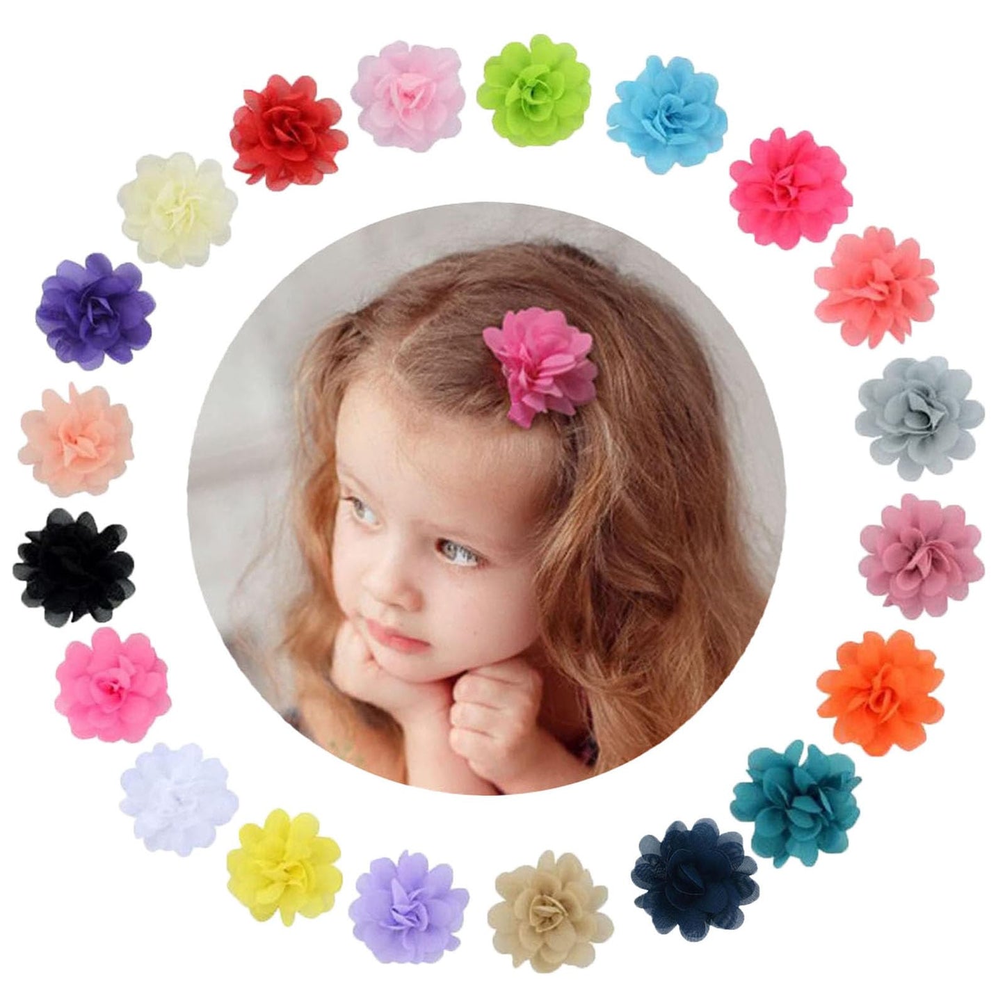 NUOSYI 20PCS 2 Chiffon Flower Baby Girls Hair Bows Clips Cute Hair Accessories For Newborns Infants Toddlers Kids Women