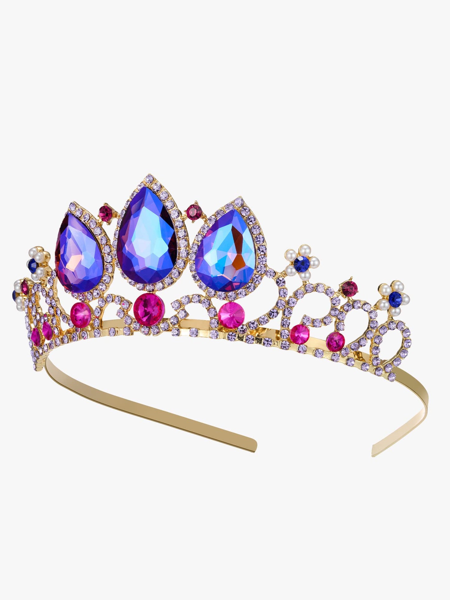 Sweetv Purple Tiaras For Little Girls, Crystal Rapunzel Princess Crown Headband For Kids Cosplay Birthday Dress Up, Tangled Hall