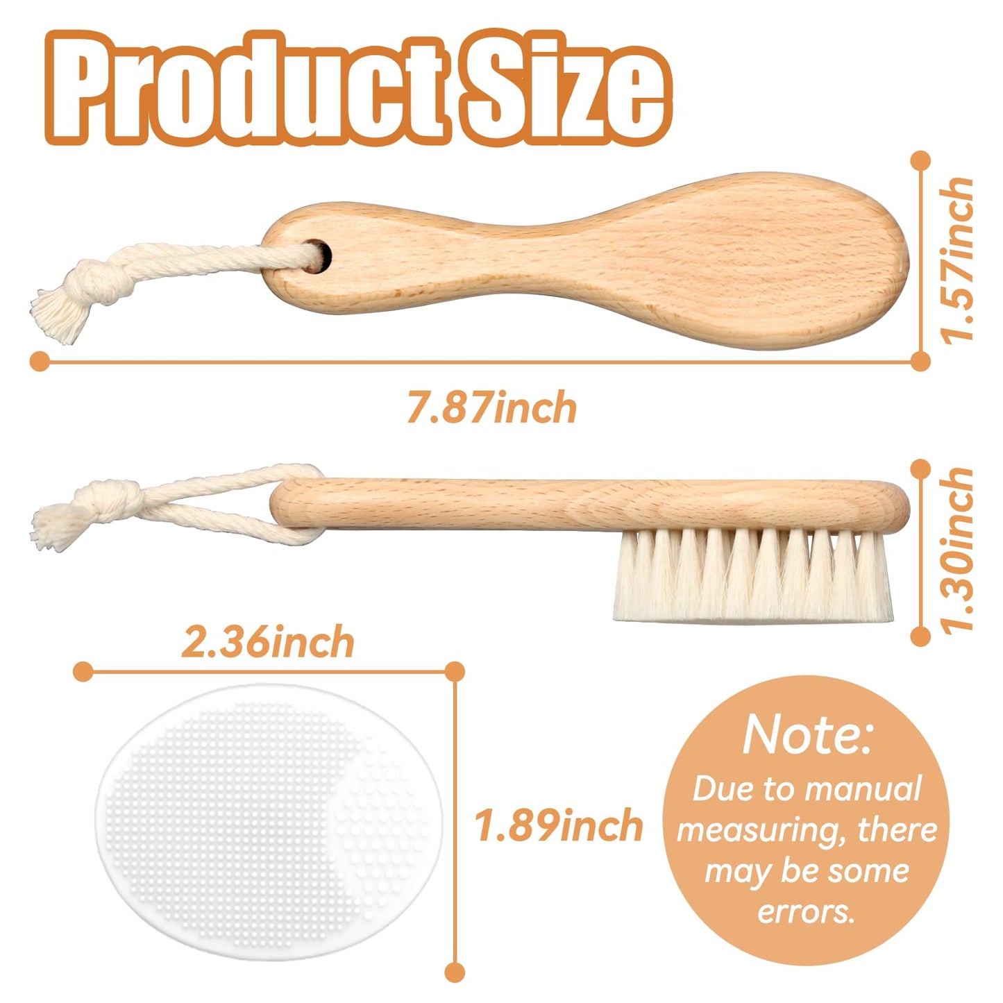 Wooden Baby Hair Brush And Comb Set, 2Pcs Natural Soft Goat Bristles Brush With Baby Shower Scrubber Perfect Scalp Grooming Prod