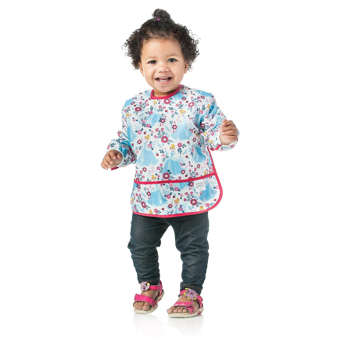 Bumkins Sleeved Baby Toddler Bib, Smock, Waterproof Fabric, Fits Ages 6-24 Months, Disney Cinderella, 1 Count (Pack Of 1)