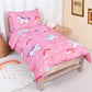 TinyPalsa Toddler Bedding Set, 4Piece Pink Rainbow Pony Comforter Set for Girls and Boys, Breathable Crib Bedding Includes Ultr