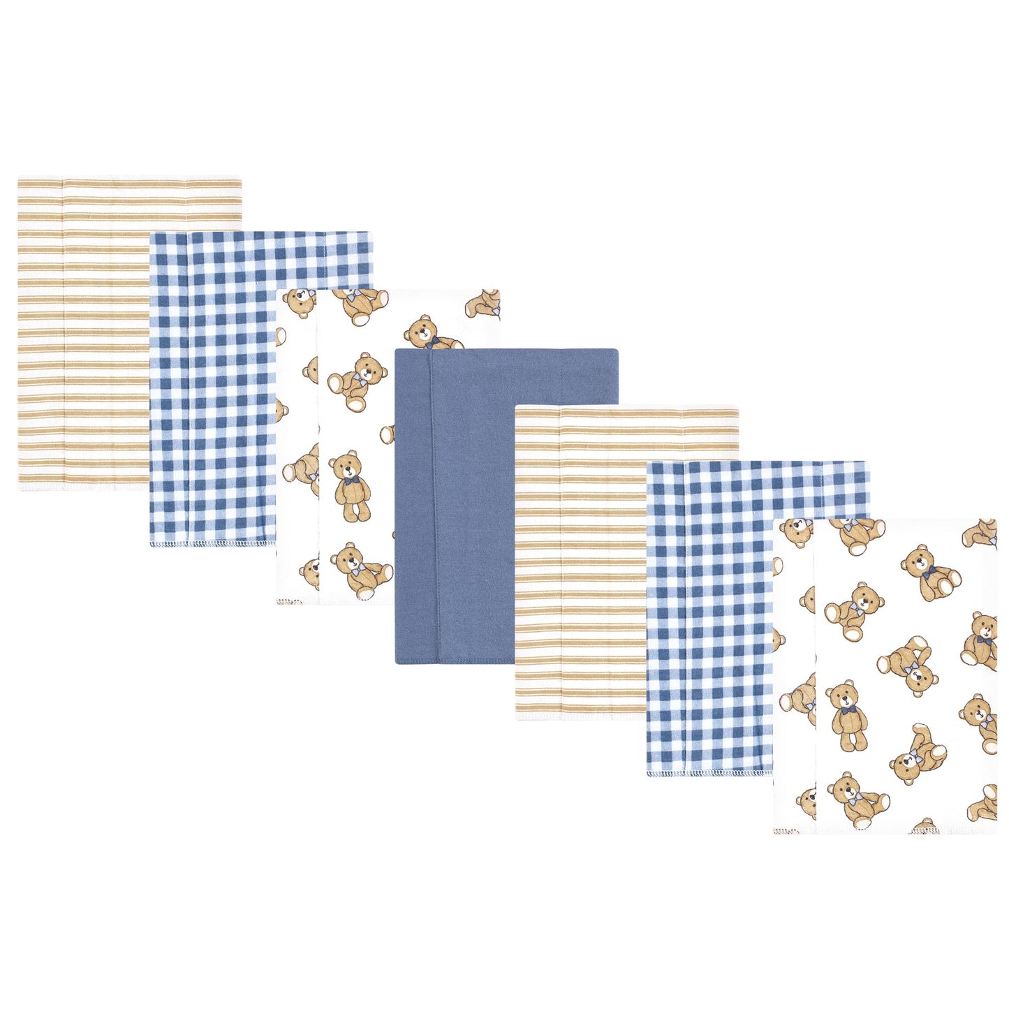 Hudson Baby Unisex Baby Flannel Burp Cloth 7Pk, Gentleman Bear, One Size