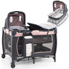 INFANS 4 in 1 Pack and Play, Portable Nursery Center for Baby Kid Infant, Travel Playard with Bassinet, Mattress, Diaper Changer