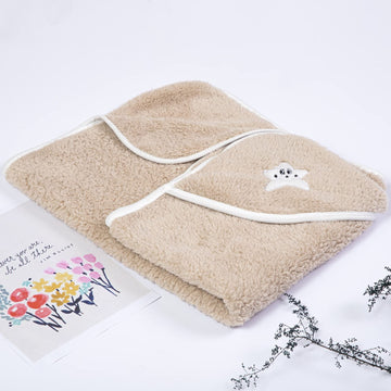 NAMAN Newborn Hooded Baby Blanket, Sleeping Bag, Baby Towel and Baby Wrapper for Baby Girl and boyCamel_Smile Star