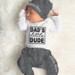 Baby Boy Clothes 3-6 Months Clothes Set Dad Little Dude Long Sleeve Romper Soft Cotton Pant Hat Infant Boy Clothes