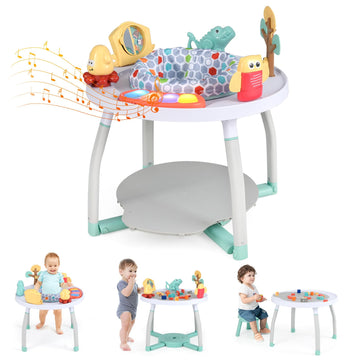 BABY JOY 5 in 1 Baby Activity Center, Baby Jumpers and Bouncers with Removable Toys, Lights & Music, 3 Adjustable Heights, Inter