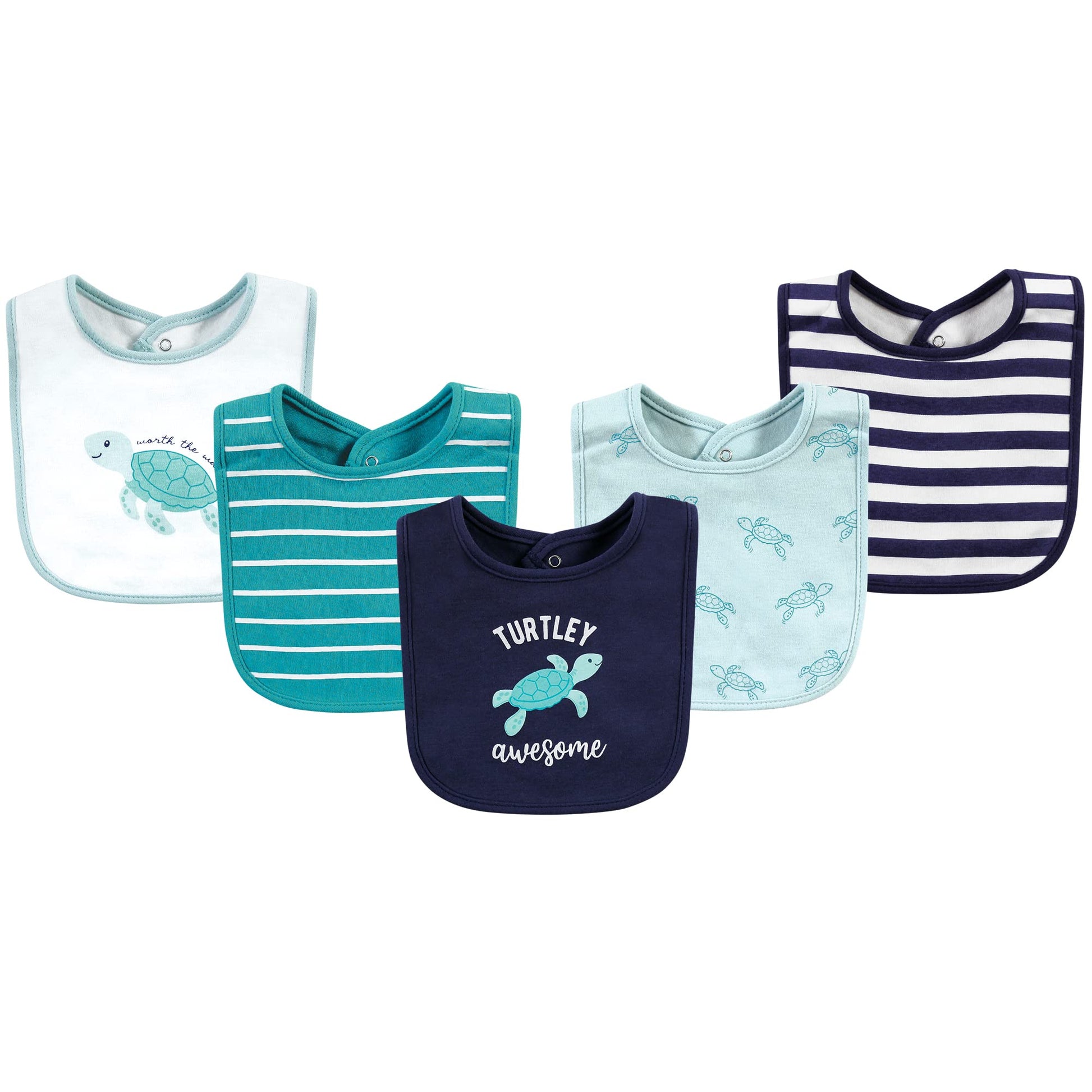 Hudson Baby Unisex Baby Cotton Bibs, Sea Turtle, One Size