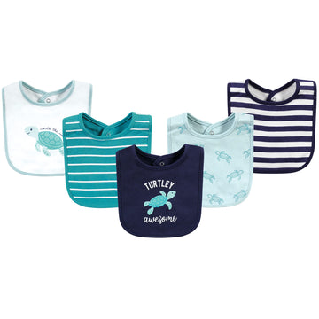 Hudson Baby Unisex Baby Cotton Bibs, Sea Turtle, One Size