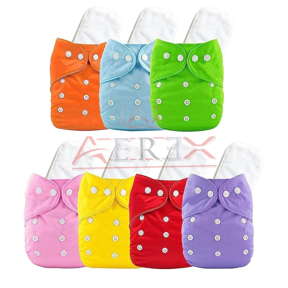 Aerex Reusable Baby Cotton Cloth Diapers For 0 To 3 Years With White Insert Pads Leak Proof Washable Diapers For New Born Babies