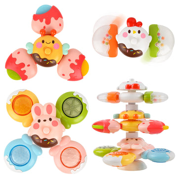 Vanmor 12 PCS DIY Stackable Suction Cup Spinner Toy for Baby, 3 PCS Suction Spinner Toys for Babies 12-18 Months, Baby Suction T