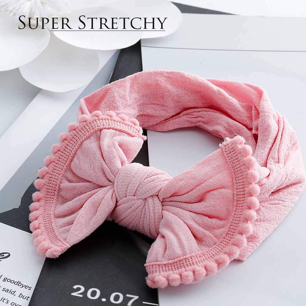 Canb Baby Hair Bow Headband Infant Toddler Bow Stretchy Knot Nylon Baby Headbands Baby Accessories (Pink)