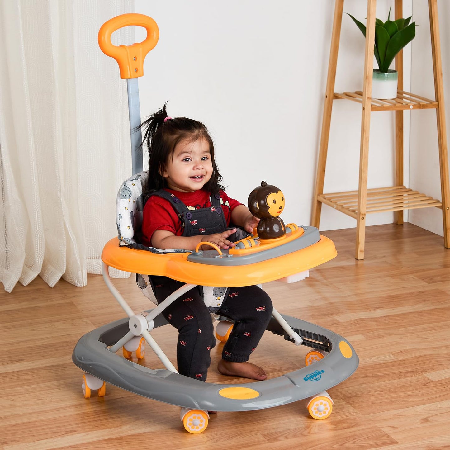 Amazon Brand  Supples Baby Activity Walker With Parental Handle | Bis Certified | 3Level Height Adjustment, Convertible Toy & 