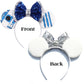 Fachpint Mouse Ears Headbands - 2Pcs Blue Ears For Boy Girl, Cute Halloween Theme Park Accessories, Sequin Christmas Party Props