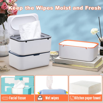 3 Pack Wipes Dispenser,Refillable Baby Wipe Dispenser,Baby Wipe Holder Keeps Wipes Fresh,Non-Slip Wipes Container With Sealing D