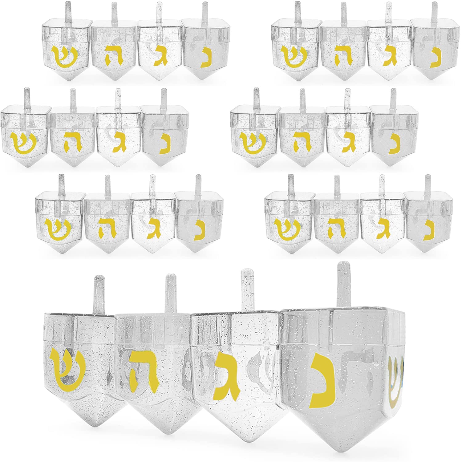 Hanukkah Fillable Dreidel Transparent Clear Can Be Filled With Hanukkah Gelt Or Hanukkah Chocolate (24-Pack)