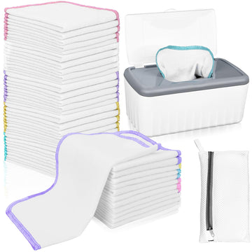 Vaipi 100 Pack Flannel Cloth Baby Wipes With Dispenser Reusable Baby Wipes Washable Natural Soft And Skin-Friendly Cloth Wipes R