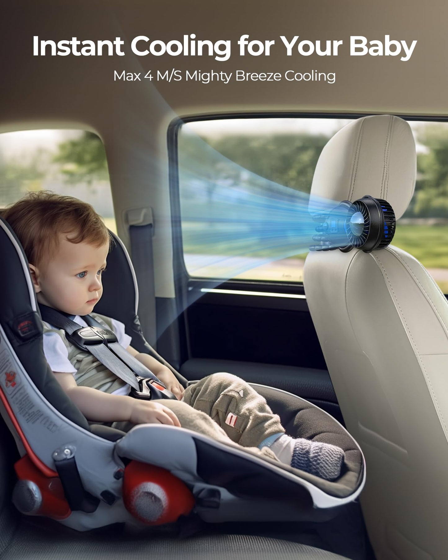 Slenpet Astronaut Portable Stroller Fan, Baby-Safe Clip-On With Detachable Flexible Tripod, Rechargeable Battery-Operated, 3-Spe