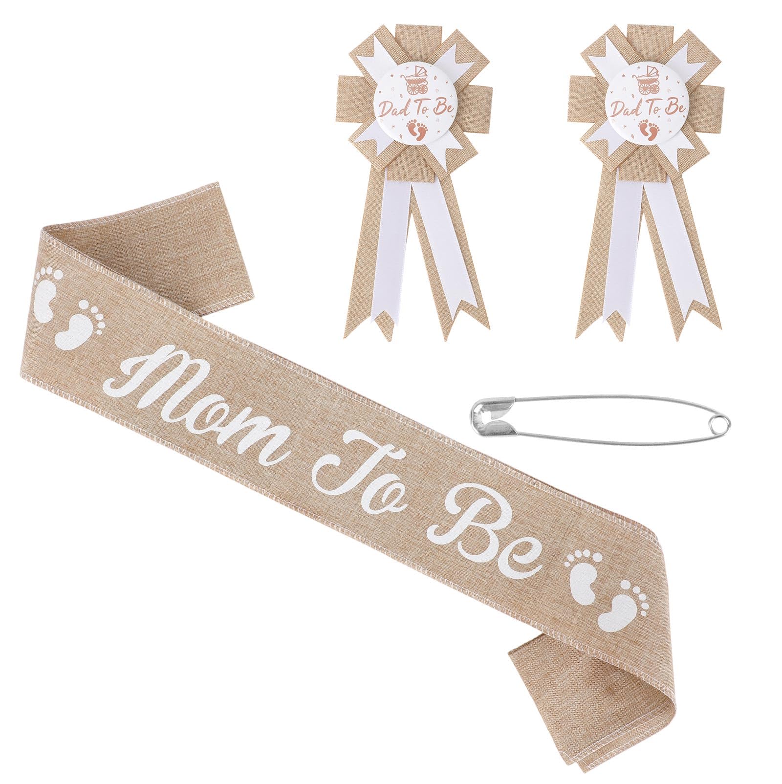Baby Shower Band Set, Mom Mommy Mama Mother to Be Band Dad Daddy to Be Pin Corsage Gender Reveals Gift Baby Shower Stuff Decorat