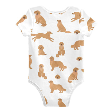 Vvfelixl Baby Girls' Bodysuits Golden Retriever Dogs Short Sleeve Cotton Baby Clothes For Girls 0-3 Months Puppy