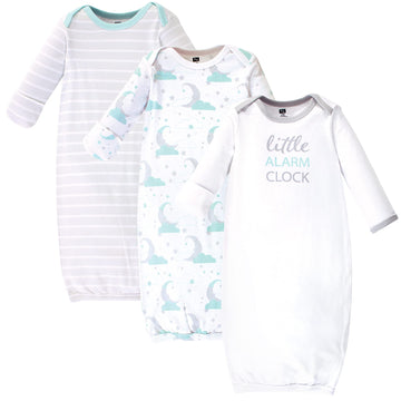 Hudson Baby Unisex Cotton Gowns, Alarm Clock, Preemie