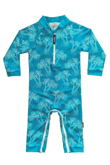 Wevswe Baby Toddler Sun Protection Rash Guard Swimsuit With Crotch Zipper Tree Peacock Blue Bathing Suit Newborn