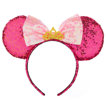Foeran Mouse Ears Headbands Shiny Bows Mouse Ears Glitter Party Princess Decoration Cosplay Costume For Girls Women (Divine Lamp