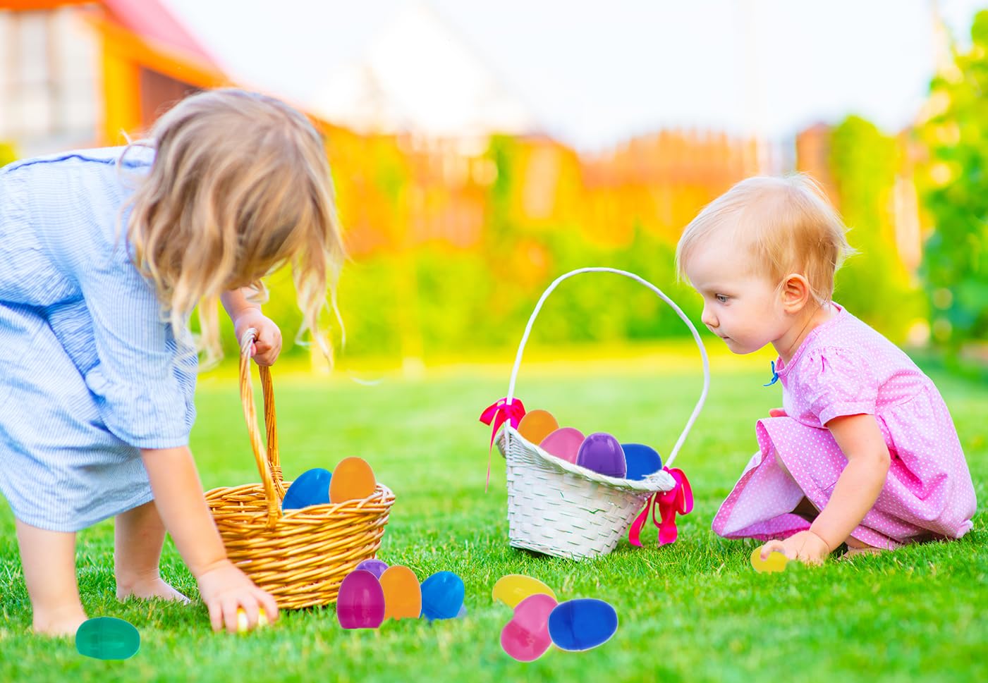 The Dreidel Company Fillable Easter Eggs with Hinge Bulk Colorful Bright Plastic Easter Eggs, Perfect for Easter Egg Hunt, Supri