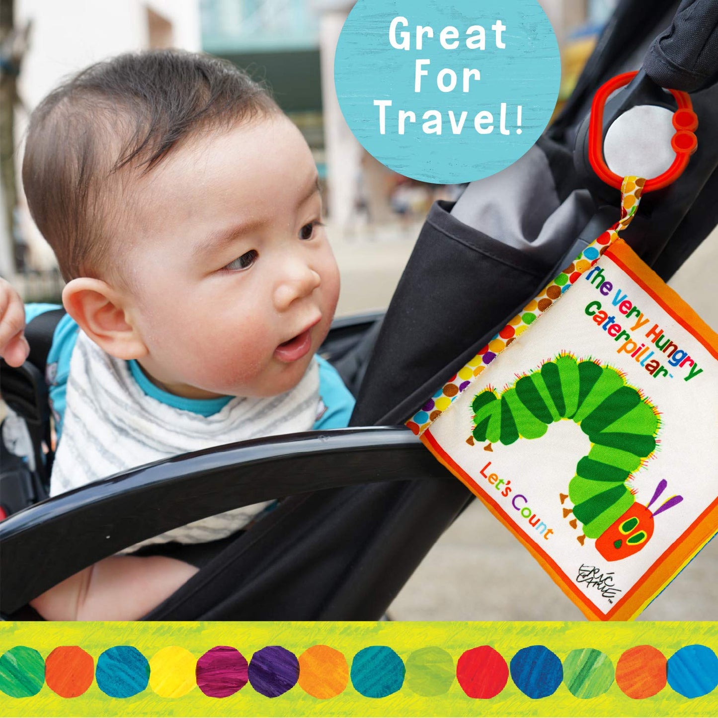 Lets Count Soft Book - World of Eric Carle the Very Hungry Caterpillar Baby on the Go Clip Teething Crinkle Soft Sensory Book f