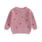 Baby Girl Cute Long Sleeve Crew Neck Love Embroidery Sweater Toddler Valentine Day Outfits (Rose Pink Heart, 6-9 Months)