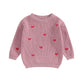 Baby Girl Cute Long Sleeve Crew Neck Love Embroidery Sweater Toddler Valentine Day Outfits (Rose Pink Heart, 9-12 Months)