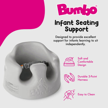 Bumbo Infant Floor Seat Baby Sit Up Chair, Baby Sitting Support For 3-12 Months With 3 Point Adjustable Safety Harness & Rounded
