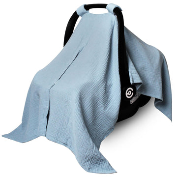Muslin Car Seat Cover For Babies, Baby Carseat Cover For Boys Girls, Breathable Infant Car Seat Canopy, Multiuse Baby Carrier Co