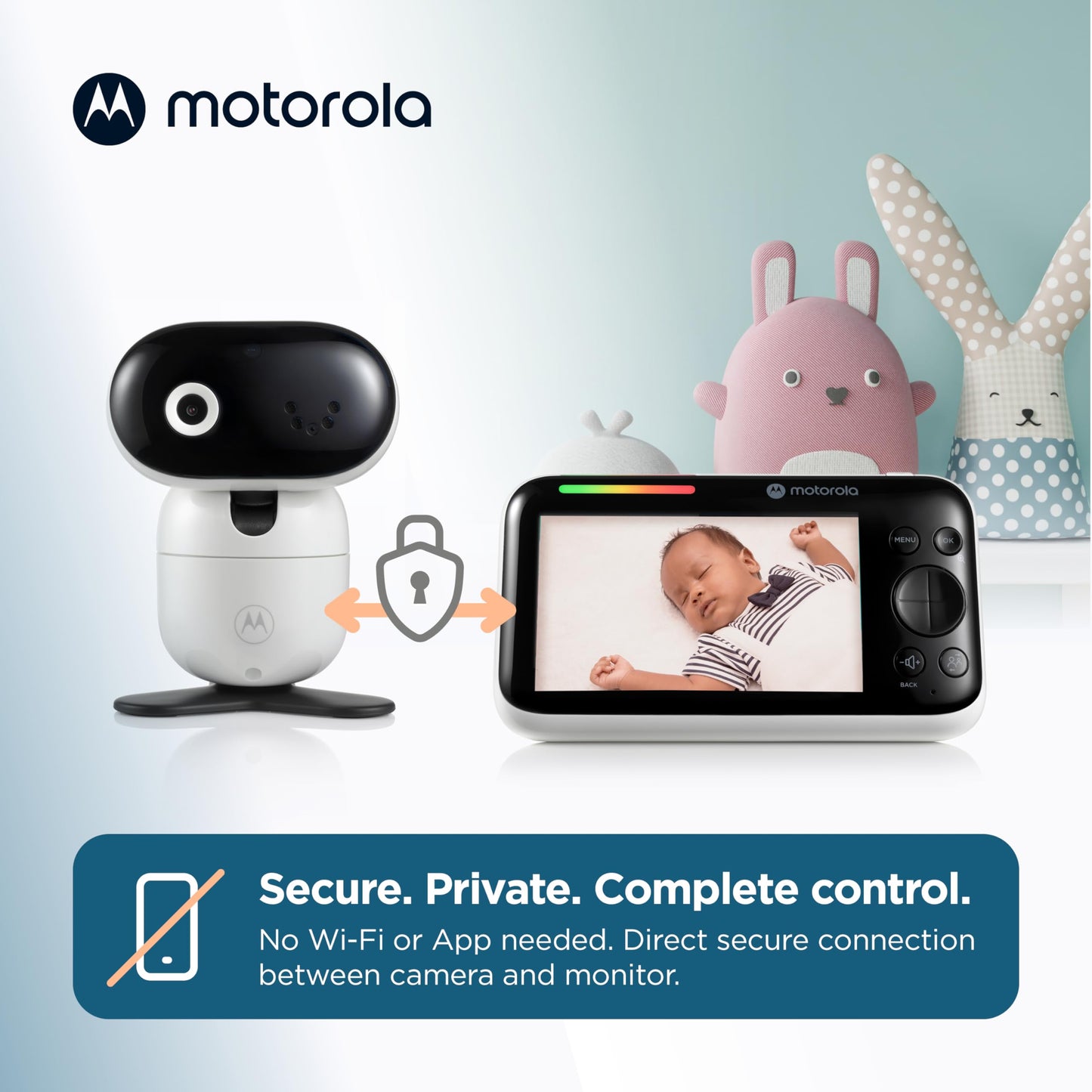Motorola Baby Pip1610 Hd - 5' Motorized Video Baby Monitor W/Camera, Wall Mount, 1000Ft Range, Two-Way Audio, Room Temperature
