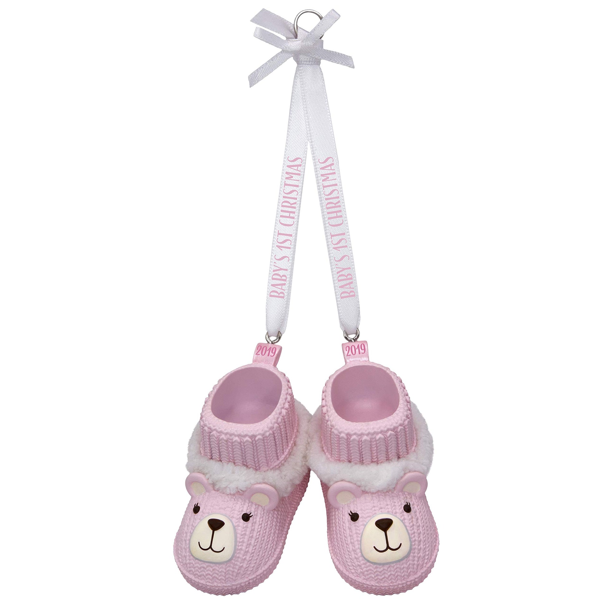 Hallmark Keepsake Christmas Ornament 2019 Year Dated, Baby Girls First Christmas Pink Teddy Bear Booties